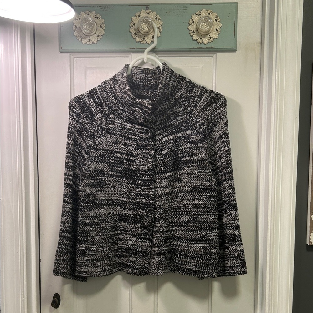 Rafaella Black and Gray Cowl Neck Sweater